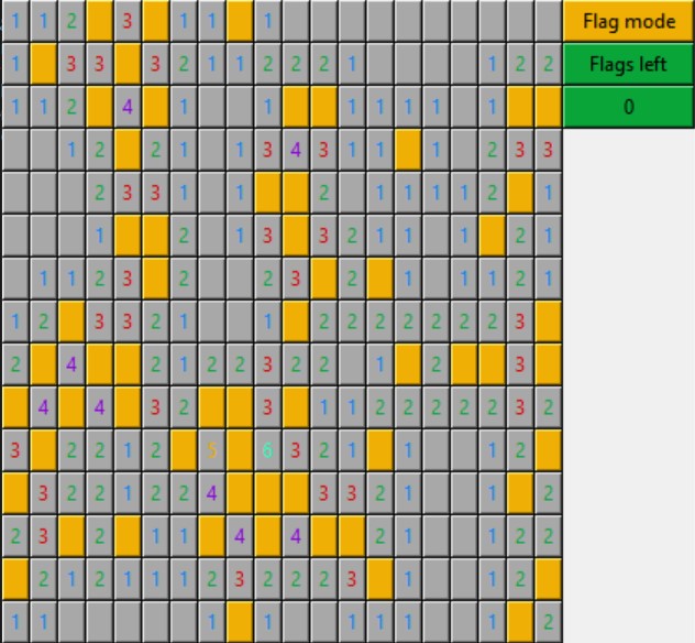 image of minesweeper game made using python